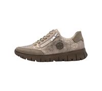 Plateausneaker RIEKER, Damen, Gr. 38, beige, Lederimitat, metallic, sportlich, Schuhe, Schnürschuh, Halbschuh, Freizeitschuh in Bequemweite G (= weit) (85968820-38) beige
