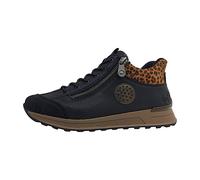 Sneaker RIEKER "Ready2GO", Damen, Gr. 40, schwarz (schwarz, leo), Lederimitat, Textil, animal-print, sportlich, Schuhe, Schnürboots, High Top Sneaker, Stiefelette mit Soft-Einlage (28722134-40) schwar