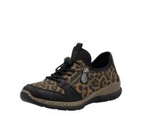 Slip-On Sneaker RIEKER, Damen, Gr. 40, schwarz (leo, schwarz), Lederimitat, Textil, animal-print, casual, Schuhe, Schlupfschuh, Leo-Sneaker, Freizeitschuh mit MemoSoft-Innensohle (87864822-40) leo, sc