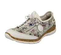 Rieker N42v1-90 Simba Slip On Kniehebel Turnschuhe In Weiß Mit Blumenprint 41 White