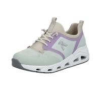 Slip-On Sneaker RIEKER, Damen, Gr. 40, lindgrün, lila, beige, Synthetik, Textil, unifarben mit Farbeinsätzen, Schuhe, Schlupfschuh, Freizeitschuh, Schnürschuh mit Gummizug (69632522-40) lindgrün, lila