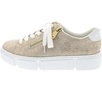 Plateausneaker RIEKER, Damen, Gr. 41, rosa (roségoldfarben, weiß), Lederimitat, metallic, sportlich, Schuhe, Freizeitschuh, Halbschuh, Schnürschuh mit Reißverschluss (77462266-41) roségoldfarben, weiß