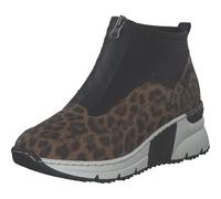 Schlupfboots RIEKER, Damen, Gr. 37, schwarz (leo, schwarz), Lederimitat, Textil, animal-print, Schuhe Schlupfboots, Stiefelette, High Top Sneaker mit Reißverschluss auf der Vorderseite (78630805-37) l