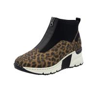 Rieker Damenschuhe Klassische Stiefeletten N6352-90 Animalprint Braun/Schwarz Größe 38