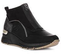 Rieker N6361 Sneaker-Stiefel mit Keilabsatz und Reißverschluss, Schwarz, Schwarz 00, 42 EU