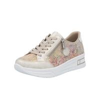 Rieker Damen Halbschuhe N8103-60 Beige-Gold/Beige-Multi/Weiß Größe 39