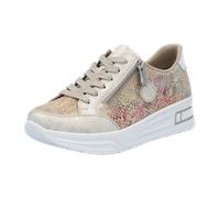 Rieker Plateausneaker N8103-60 Damen Leder/Lederimitat metallic Beige-Multi Größe 41