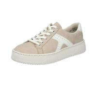 Plateausneaker RIEKER, Damen, Gr. 39, taupe, sanftes weiß, Nubuklederimitat, unifarben mit Farbeinsatz, Schuhe Plateausneaker, Schnürschuh, Halbschuh, Freizeitsneaker mit modischer Plateausohle (43667