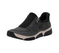 Slip-On Sneaker RIEKER "Ready2GO", Damen, Gr. 37, grau (anthrazit, schwarz), Lederimitat, Textil, Schuhe, Halbschuh, Freizeitsneaker mit seitlichem Reißverschluss, Topseller (52299502-37) anthrazit, s