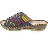 Pantolette RIEKER Gr. 37, blau (blau, kombiniert) Damen Schuhe Pantoletten Keilabsatz, Sommerschuh, Schlappen mit Leder-Innensohle (55219354-37)