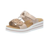 Keilpantolette RIEKER, Damen, Gr. 43, roségoldfarben, Lederimitat, metallic, Schuhe, Sommerschuh, Urlaubsschuh mit Glitzersteine, Metallic-Optik (75028902-43) roségoldfarben