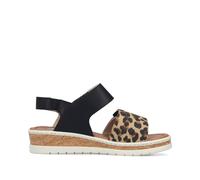 Rieker Rieker Damen Riemchensandale animalprint Leo Schwarz, 40