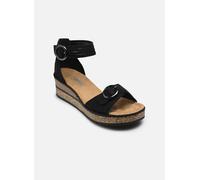 Keilsandalette RIEKER, Damen, Gr. 41, schwarz, Nubuklederimitat, unifarben, Schuhe, Sommerschuh, Urlaubsschuh, Sandale mit trendy Fesselriemchen (38045641-41) schwarz