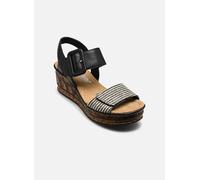 Keilsandalette RIEKER "Rieker Sandalen Textil", Damen, Gr. 42, schwarz (schwarz, beige), Textil, Schuhe (37626361-42) schwarz, beige