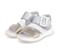 Riemchensandale RIEKER SPORT, Damen, Gr. 42, weiß (goldfarben, silberfarben, weiß), Leder, metallic, casual, Schuhe, Sommerschuh, Klettschuh, Outdoorsandale mit weichem Fußbett (61757924-42) goldfarbe