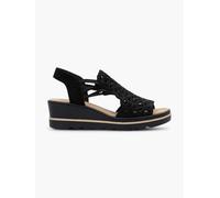 Rieker Sandalette Schwarz, Damen, Größe: 37, Material: Textil/Synthetik