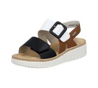Plateausandale RIEKER, Damen, Gr. 40, schwarz, weiß, braun, Lederimitat, mehrfarbig, Schuhe, Sommerschuh, Sandalette, Keilabsatz, in bequemer Form (69237539-40) schwarz, weiß, braun