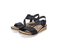 Riemchensandale RIEKER Gr. 37, schwarz Damen Schuhe Keilsandaletten mit asymmetrischem Riemchen (99268439-37)