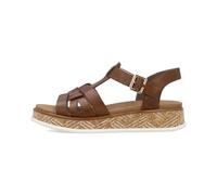 Plateausandale RIEKER, Damen, Gr. 36, braun, Leder, unifarben, modisch, Schuhe, Sommerschuh, Urlaubschuh, Sandalette mit weichem Fußbett (65229954-36) braun