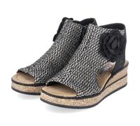 Rieker Schaftsandaletten - Gr. 37 - Schwarz - Textil & Synthetik