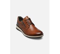 Schnürschuh RIEKER, Herren, Gr. 43, braun (braun, grau), Glattleder, unifarben mit Farbeinsatz, klassisch, Schuhe, Festtagsschuh, Halbschuh, Business-Schnürer mit weicher Innensohle (61435850-43) brau