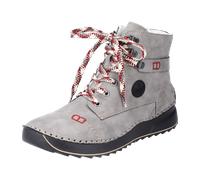Rieker 51544 Damen Winterstiefel Synthetik grau grau | Diese hellgrauen Rieker Schnürstiefel bieten Komfort, Robustheit, flexible Sohle, Reißverschluss. Mit flexibler Laufsohle.