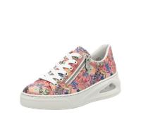 Plateausneaker RIEKER, Damen, Gr. 39, rosa (rosa multi), Lederimitat, geblümt, sportlich, Schuhe, Schnürschuh, Halbschuh, Freizeitschuh mit Rieker Air Ausstattung (77566109-39) rosa multi