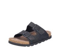 Pantolette RIEKER, Herren, Gr. 42, schwarz, Nubukleder, unifarben, Schuhe Pantolette, Sommerschuh, Strandschuh, Hausschuh mit bequemem Fußbett (19960840-42) schwarz