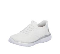 Slip-On Sneaker RIEKER SPORT "Ready2GO", Damen, Gr. 38, weiß, Textil, Lederimitat, sportlich, Schuhe, Halbschuh, Freizeitschuh, Slipper mit MemoSoft-Innensohle, Topseller (90075655-38) weiß