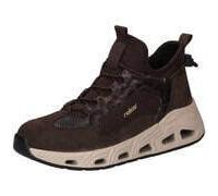 Slip-On Sneaker RIEKER, Damen, Gr. 38, braun, schwarz, Lederimitat, leicht glänzend, Basic, Schuhe, Freizeitschuh, Schlupfboots, High-Top-Sneaker, Slip-On mit Gummizug (32841933-38) braun, schwarz