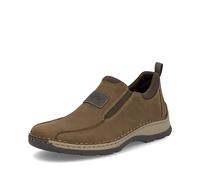 Slip-On Sneaker RIEKER, Herren, Gr. 45, braun (braun, dunkelbraun), Nubukleder, Textil, Schuhe, Slipper, Schlupfschuh, Halbschuh, Freizeitschuh mit Stretcheinsätze (89708505-45) braun, dunkelbraun