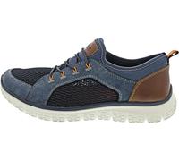 Slip-On Sneaker RIEKER, Herren, Gr. 43, blau (blau, braun), Lederimitat, Textil, Schuhe, Schlupfschuh, Slipper, Freizeitschuh, Gummizug und helle Laufsohle (37852454-43) blau, braun