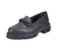 Loafer RIEKER Gr. 39, schwarz Damen Schuhe Slip ons mit angesagter Zierkette (23193960-39)