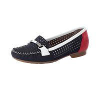 Rieker Slipper Halbschuh gelocht oder geflochten für Damen, blau, Größe 40 EU