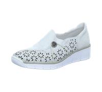 Rieker Slipper Halbschuh gelocht oder geflochten für Damen, weiß, Gr. 37 EU