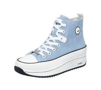 Sneaker RIEKER, Damen, Gr. 42, weiß (hellblau, weiß), Lederimitat, Textil, Schuhe Sneaker, Plateau, High Top-Sneaker, Schnürschuh in veganer Verarbeitung (77530619-42) hellblau, weiß