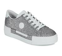 Sneaker RIEKER, Damen, Gr. 38, altsilberfarben glitter, Lederimitat, metallic, sportlich, Schuhe, Freizeitschuh, Halbschuh, Schnürschuh mit Plateausohle (92966922-38) altsilberfarben glitter