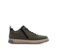 Sneaker RIEKER, Herren, Gr. 42, schwarz (khaki, schwarz), Nubuklederimitat, Textil, kontrastfarbene Details, Schuhe Sneaker, Schnürschuh, Halbschuh, Outdoorschuh mit gepolstertem Schaftrand (19655567-