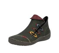 Stiefelette RIEKER, Damen, Gr. 36, grün (grün kombiniert), Lederimitat, Schuhe Stiefelette, Schlupfboots, Slipper mit bunten Applikationen seitlich (39799541-36) grün kombiniert