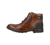 Rieker - Stiefeletten aus braunem Leder mit weichem Textilfutter mit flacher Sohle, Zehenbereich, Schnürung und seitlichem Reißverschluss