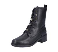 Winterstiefelette RIEKER, Damen, Gr. 37, schwarz, Lederimitat, unifarben, Schuhe Winterstiefelette, Schnürstiefelette, Boots, Blockabsatz, mit Schmuckelementen (82952226-37) schwarz