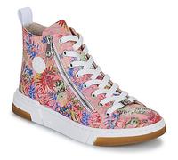 Sneaker RIEKER Gr. 38, rosa (rosa multi), Damen, Lederimitat, geblümt, Schuhe, High Top-Sneaker, Freizeitschuh, Schnürschuh mit Plateausohle (93942636-38) rosa multi