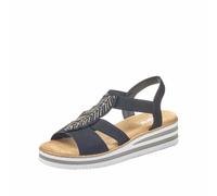 Rieker V02C1 00 Damen Keilsandale Schwarz Schwarz 36