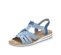 Keilsandalette RIEKER, Damen, Gr. 42, blau (jeansblau), Textil, Basic, Schuhe, Sommerschuh, Sandale, Plateau, Urlaubschuh mit seitlichen Gummizügen (14426541-42) jeansblau