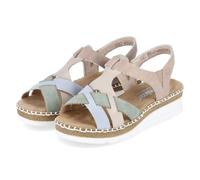 Sandale RIEKER, Herren, Gr. 38, beige multi, Lederimitat, mehrfarbig, Schuhe Sandale, Sommerschuh, Keilsandalette, Schlupfschuh mit Gummizug (55517624-38) beige multi
