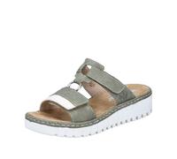 Keilpantolette RIEKER, Damen, Gr. 40, schilf, sanftes weiß, Lederimitat, casual, Schuhe, Sommerschuh, Strandschuh, Keilabsatz, mit zwei Klettverschlüssen (30529948-40) schilf, sanftes weiß