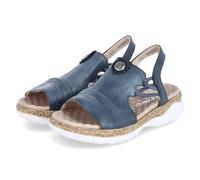 Sandale RIEKER, Damen, Gr. 40, blau (royalblau), Lederimitat, casual, Schuhe, Sommerschuh, Sandalette, Schlupfschuh mit seitlichen Gummizügen (89577133-40) royalblau