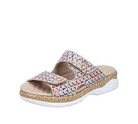 Pantolette RIEKER, Damen, Gr. 42, bunt (multicolor), Leder, gemustert, casual, Schuhe, Sommerschuh, Klettschuh, Hausschuh, Schlappen mit genopptem Fußbett (57780902-42) multicolor