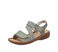 Sandale RIEKER, Damen, Gr. 36, grün (schilfgrün), Nubuklederimitat, Bast, klassisch, Schuhe, Sommerschuh, Riemchensandale, Sandalette mit Klettverschlüsse (55877134-36) schilfgrün