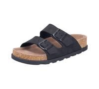 Pantolette RIEKER, Damen, Gr. 38, schwarz, Veloursleder, unifarben, Basic, Schuhe Pantolette, Hausschuh, Sommerschuh, Strandschuh, Zweischnaller mit Softfußbett (69233755-38) schwarz